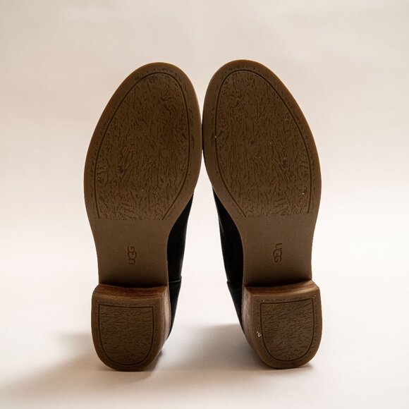 UGG Black Suede Booties With Wooden Stacked Heel - Picture 4 of 8